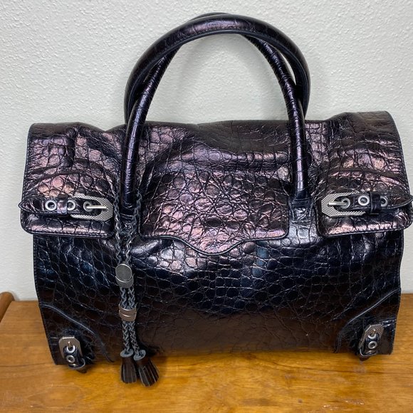 REBECCA MINKOFF Textured Leather Satchel Bag - Picture 1 of 4